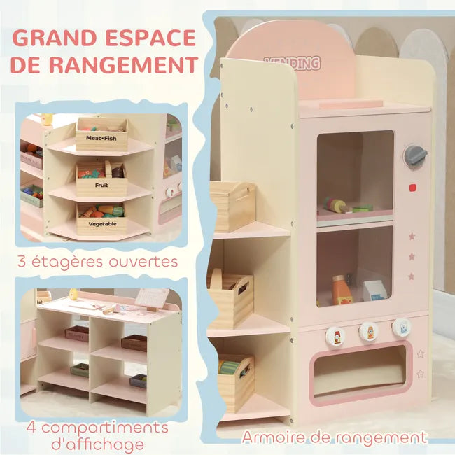 Supermarché Montessori en Bois – Caisse, Balance & Accessoires