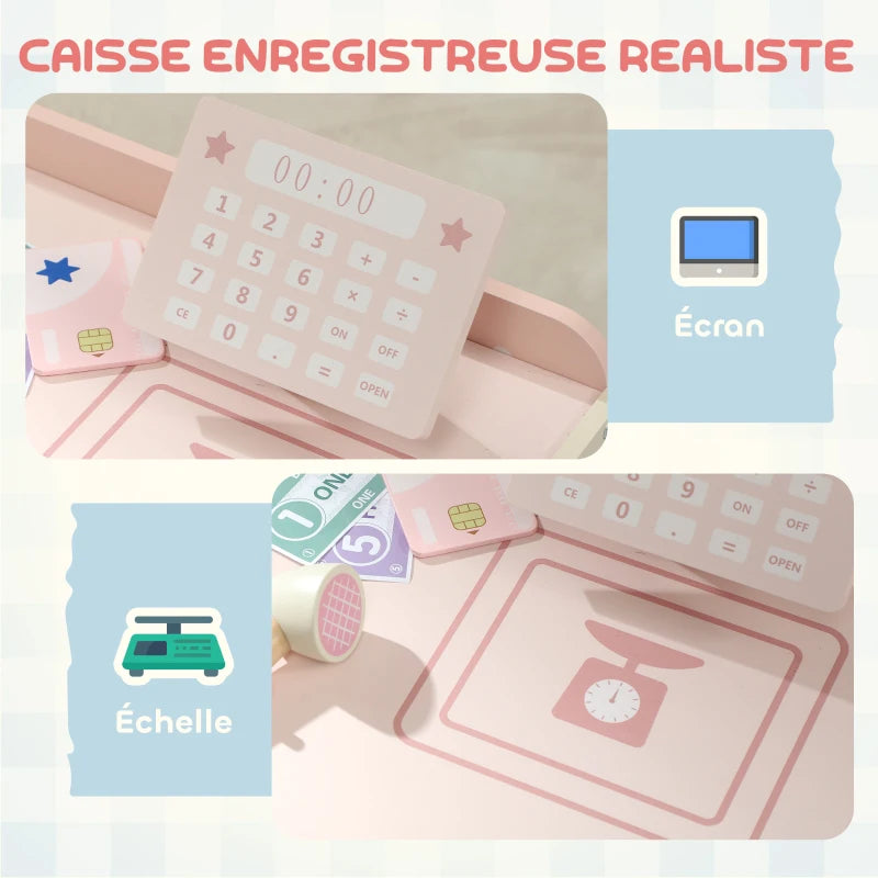 Supermarché Montessori en Bois – Caisse, Balance & Accessoires