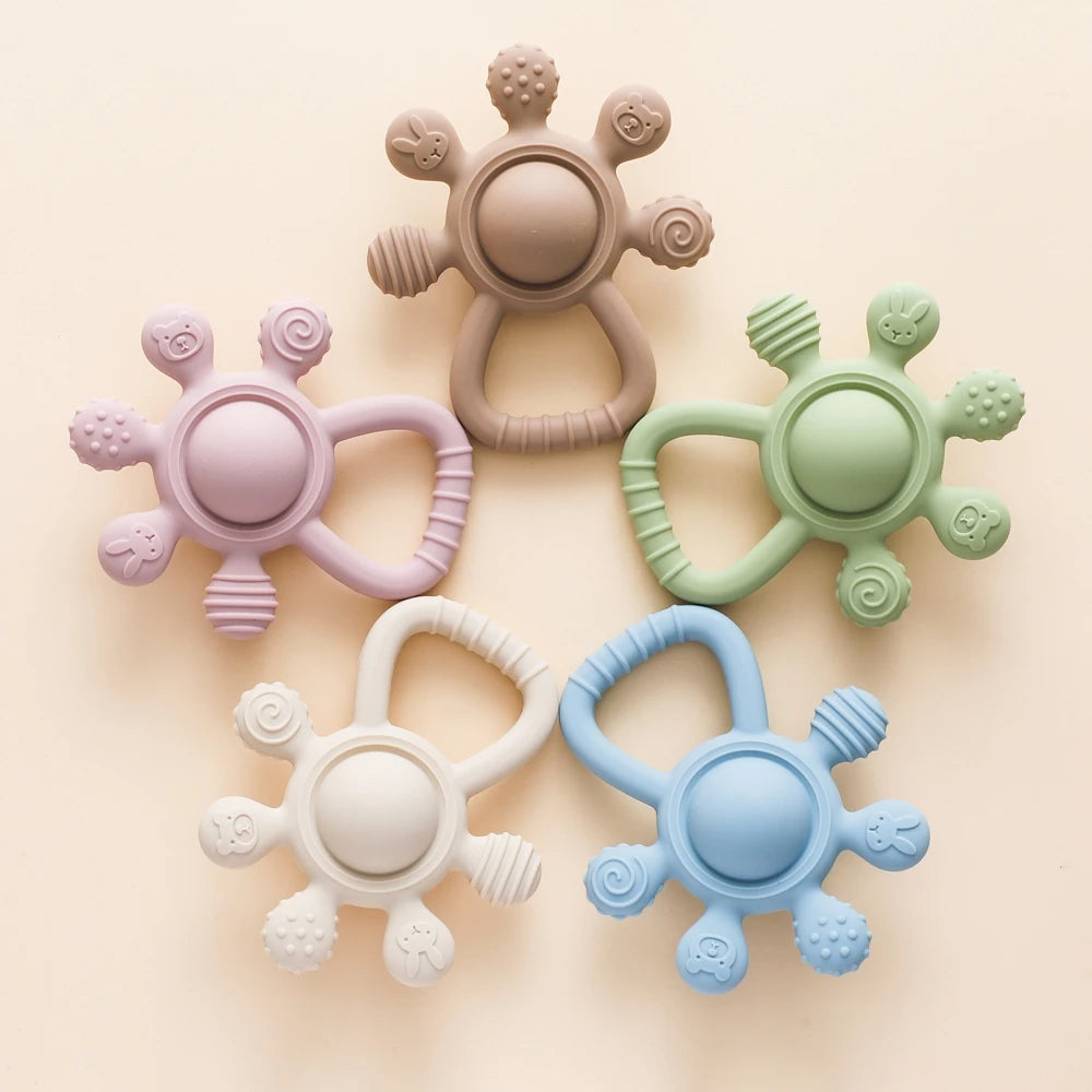 Jouet Montessori Bébé 0-6 mois – Anneau de Dentition en Silicone Sans BPA