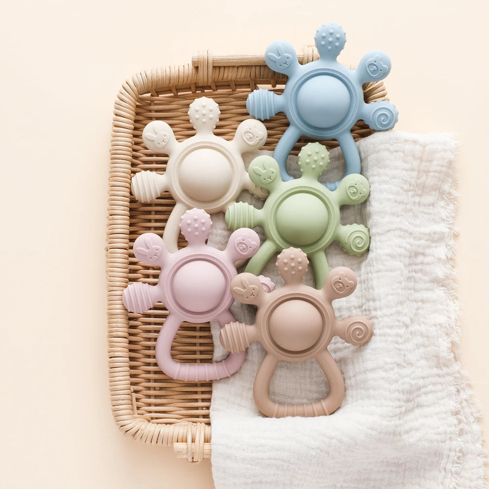 Jouet Montessori Bébé 0-6 mois – Anneau de Dentition en Silicone Sans BPA