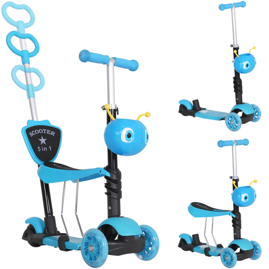 Trottinette Enfant 5-en-1 HOMCOM – Évolutive dès 18 Mois