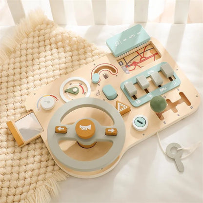 Montessori Wooden Driving Simulator – Educational Steering Wheel