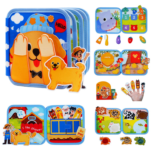 Livre Montessori Enfant – Livre Sensoriel Couleurs et Animaux