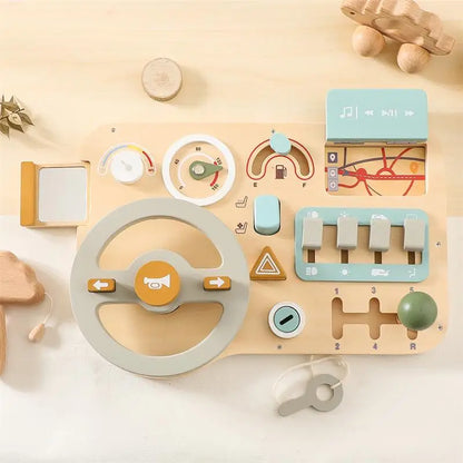Montessori Wooden Driving Simulator – Educational Steering Wheel