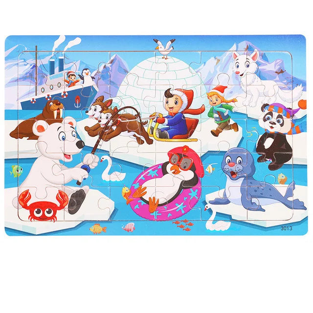 Puzzle Montessori Enfant – Puzzle 3D Animaux en Bois Éducatif