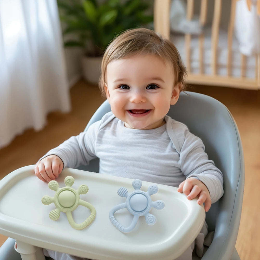 Jouet Montessori Bébé 0-6 mois – Anneau de Dentition en Silicone Sans BPA