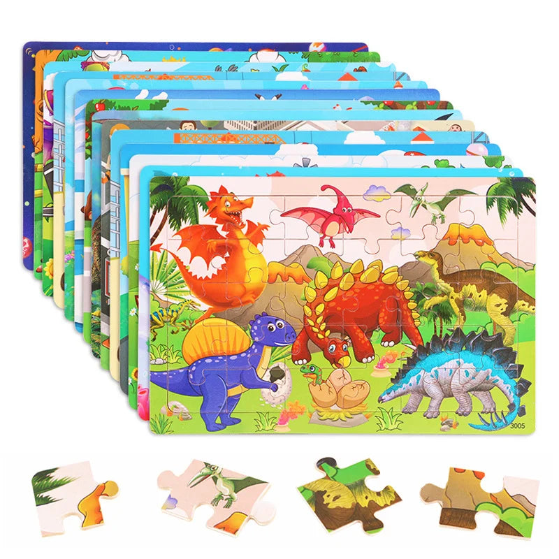 Puzzle Montessori Enfant – Puzzle 3D Animaux en Bois Éducatif