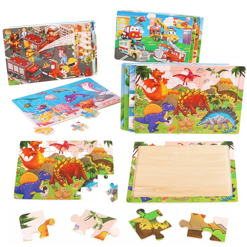 Puzzle Montessori Enfant – Puzzle 3D Animaux en Bois Éducatif