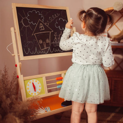 Tableau Montessori 2-en-1 – Magnétique, Ardoise, Boulier & Horloge
