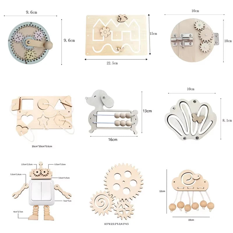 Montessori Busy Board – Pièces en Bois d’Apprentissage