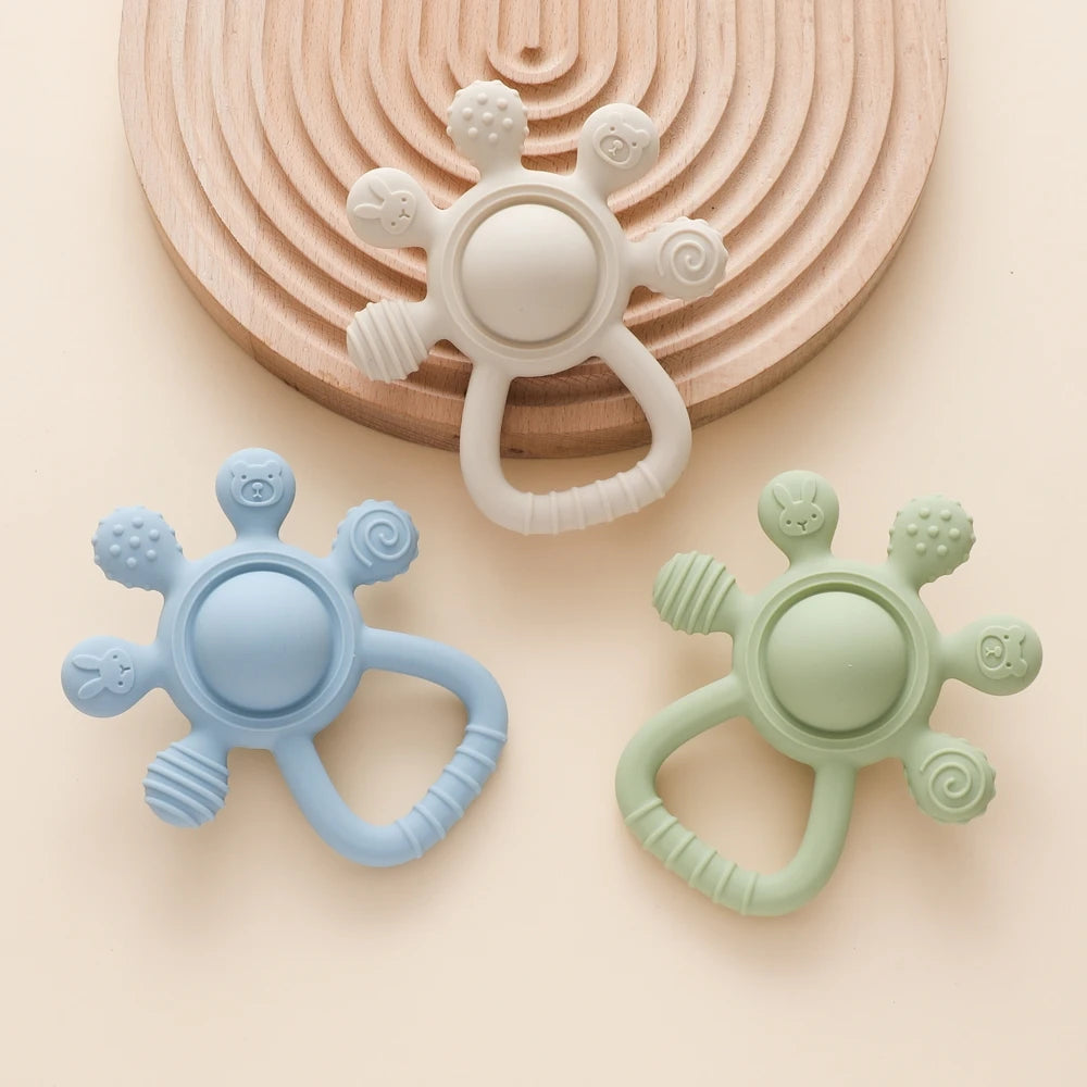 Jouet Montessori Bébé 0-6 mois – Anneau de Dentition en Silicone Sans BPA