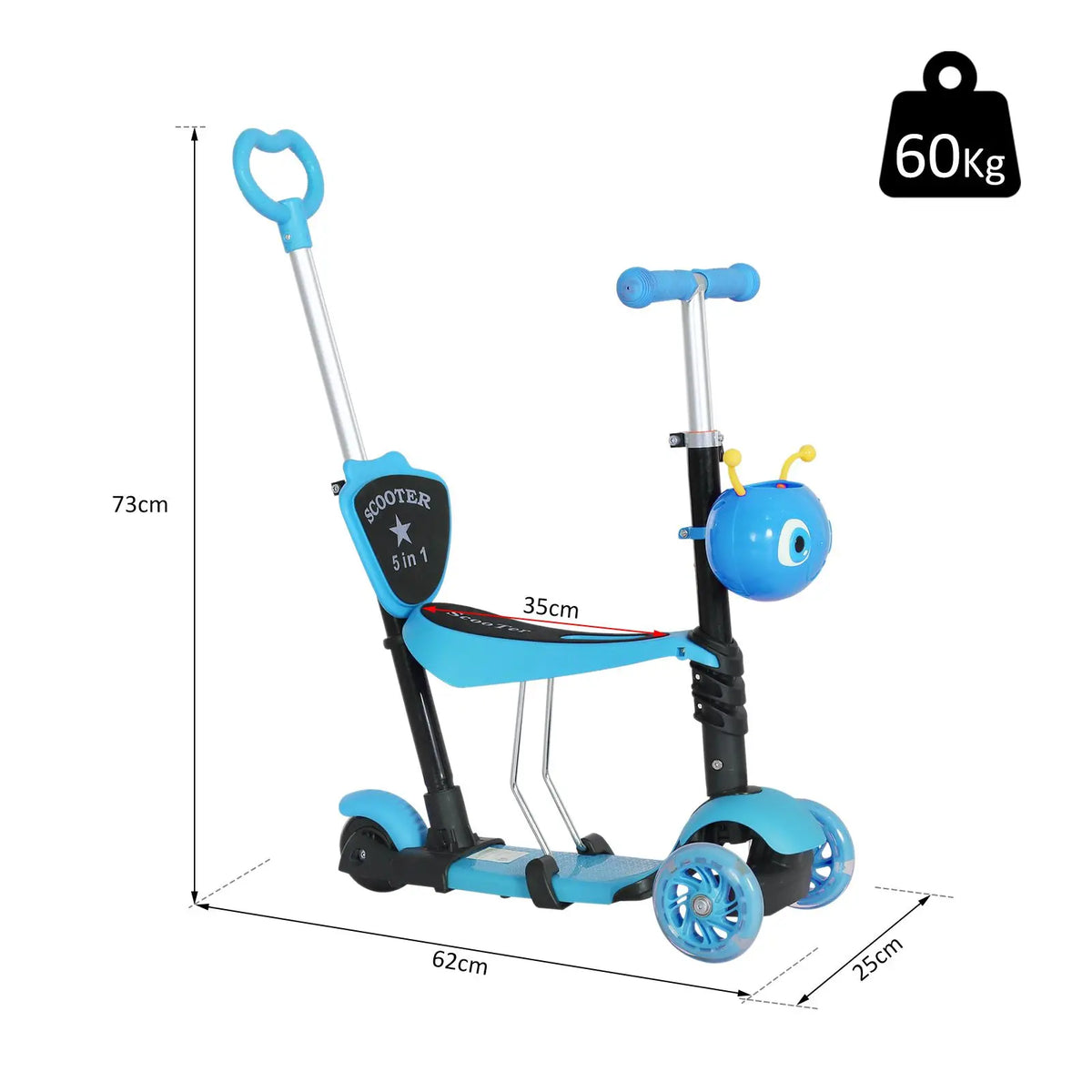 Trottinette Enfant 5-en-1 HOMCOM – Évolutive dès 18 Mois