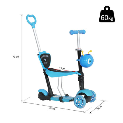 Trottinette Enfant 5-en-1 HOMCOM – Évolutive dès 18 Mois