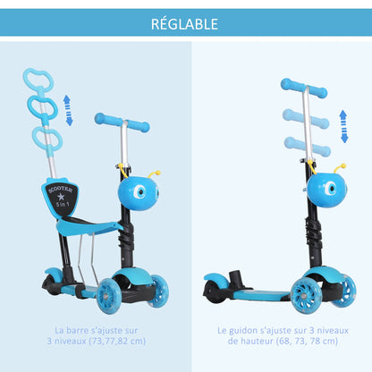 Trottinette Enfant 5-en-1 HOMCOM – Évolutive dès 18 Mois