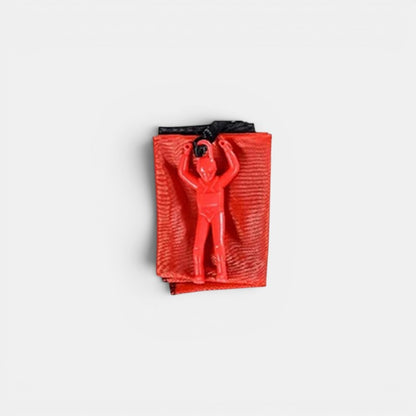 Petit Éveil Montessori, parachute rouge avec figurine de parachutiste rouge, jouet d'extérieur pour enfants, développement moteur.