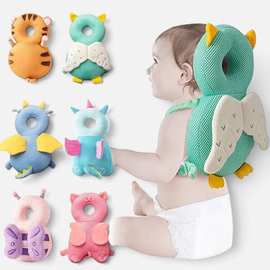 Petit Éveil Montessori baby head protection pillow in various animal designs for toddlers learning to walk