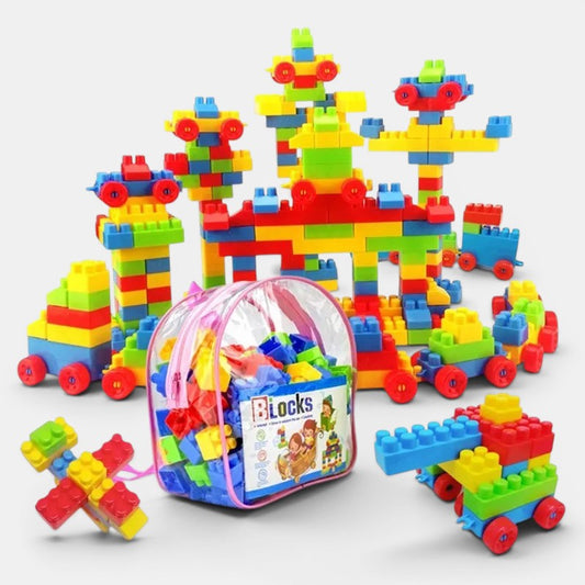 Petit Éveil Montessori : Blocs de construction colorés en plastique pour enfants, 130 pièces, jeu éducatif créatif.