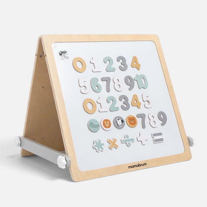 Montessori Early Learning Wooden Busy Board with Magnetic Board, Numbers, and Animal Magnets for Kids