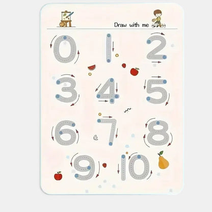 Cahier d'exercices Montessori Petit Éveil Montessori pour apprendre à tracer les chiffres de 0 à 10. Idéal pour la motricité fine.