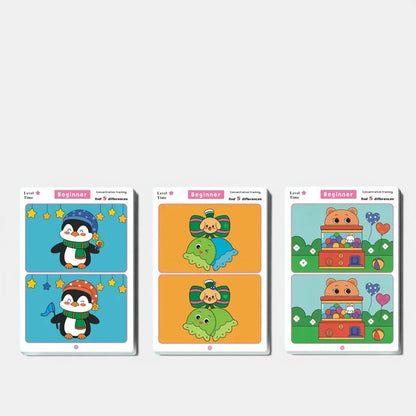 Jeu éducatif Petit Éveil Montessori pour enfants : fiches réutilisables pour trouver les différences et se concentrer.