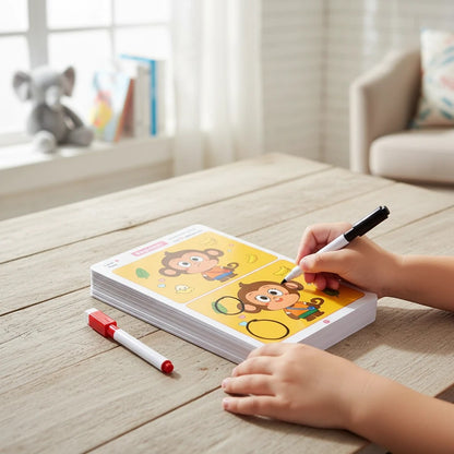 Jeu éducatif Petit Éveil Montessori pour enfants, cahier réutilisable pour trouver les différences avec feutres