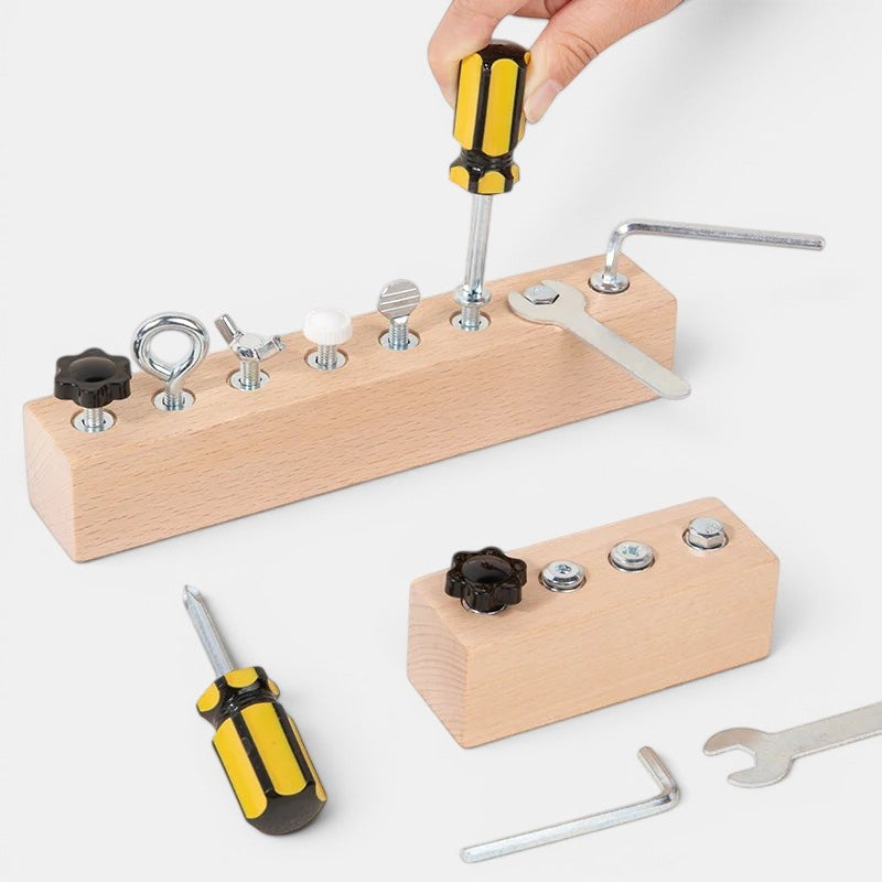 Petit Éveil Montessori jeu de visserie en bois pour enfants, jouet éducatif pour motricité fine.