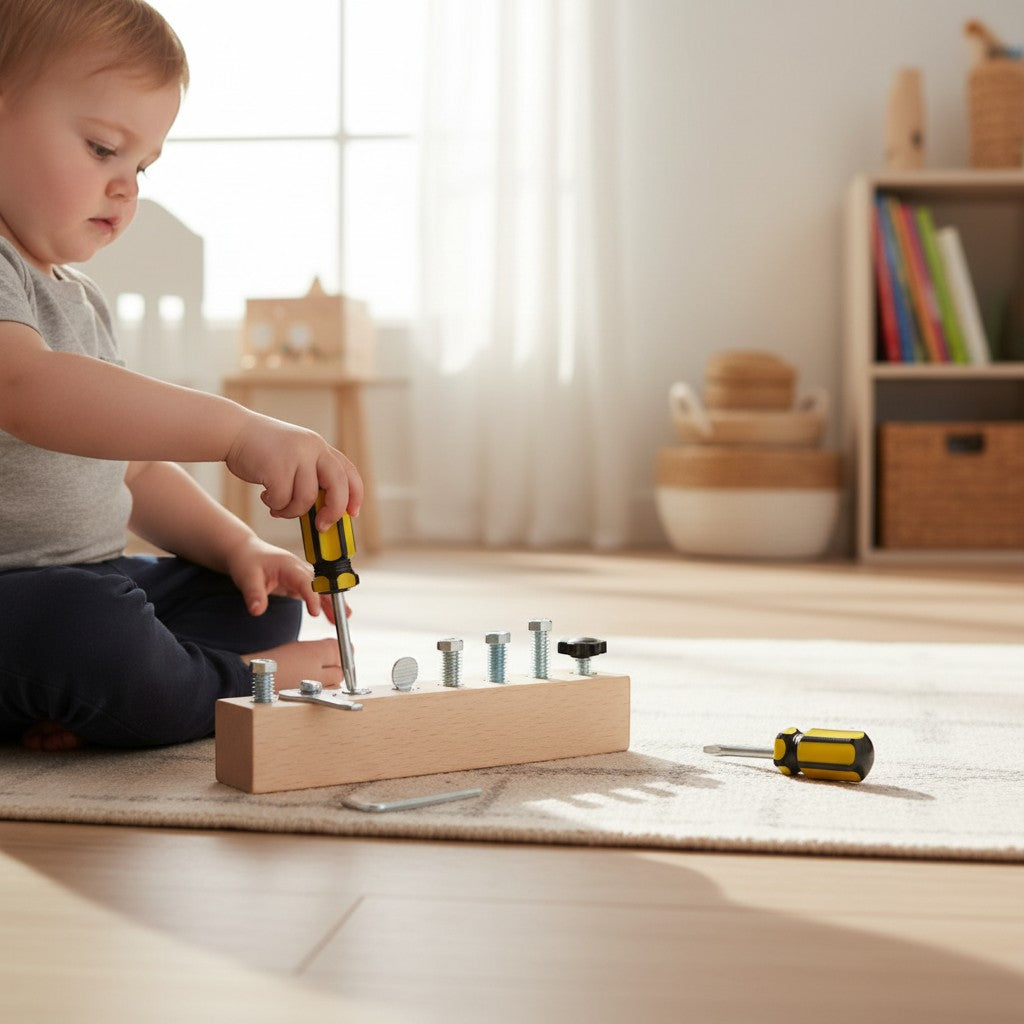 Petit Éveil Montessori, jeu de visserie en bois pour enfant, motricité fine, apprentissage Montessori