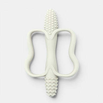 Petit Éveil Montessori jouet de dentition en silicone gris clair texturé pour bébé, forme ergonomique