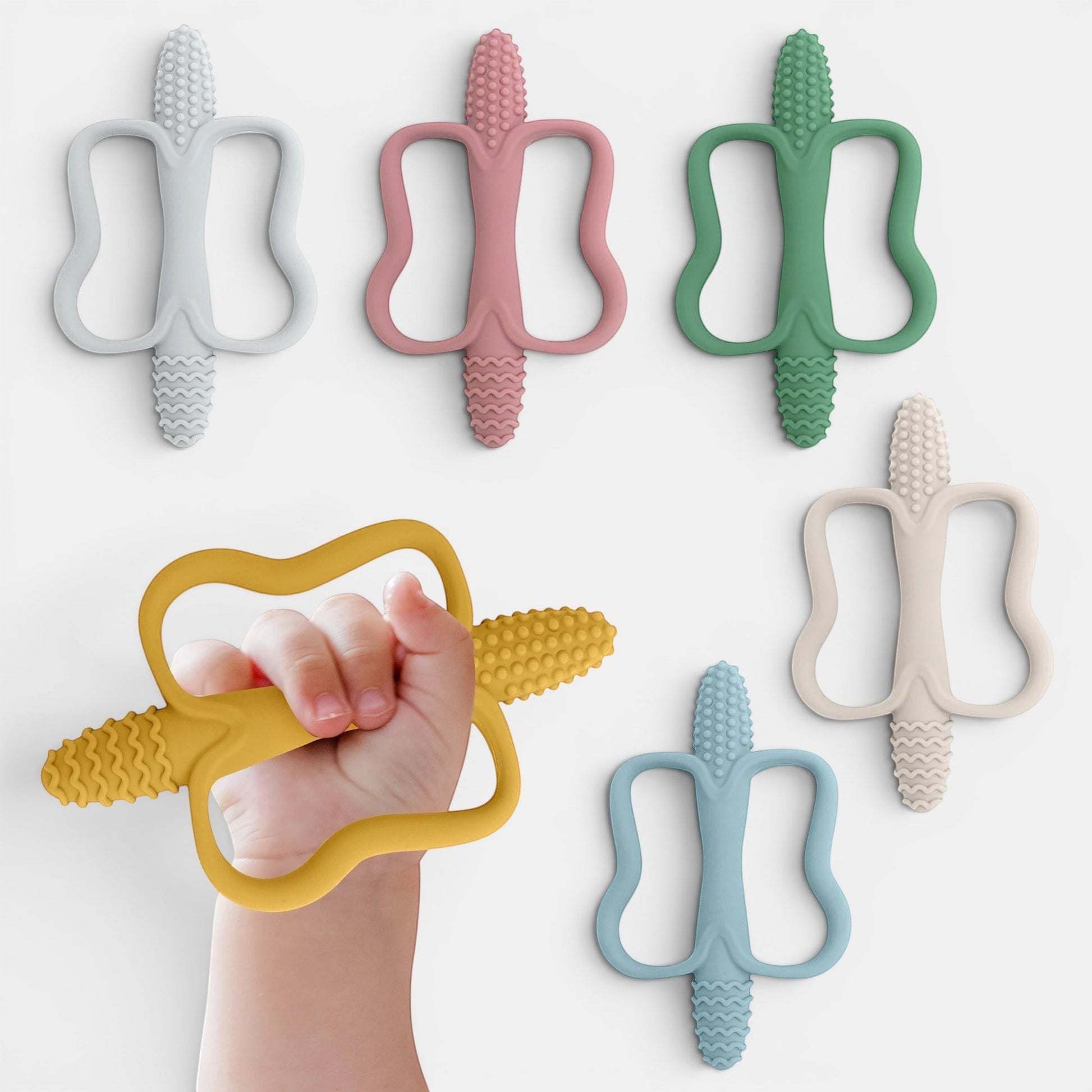 Jouets de dentition Montessori en silicone souple, forme maïs, pour bébé. Plusieurs couleurs disponibles.