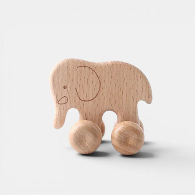 Petit Éveil Montessori éléphant en bois naturel, jouet à roulettes pour bébé, développement motricité