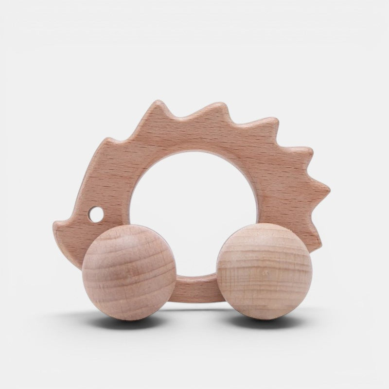 Petit Éveil Montessori jouet hérisson en bois naturel avec deux roues pour bébé, développement motricité