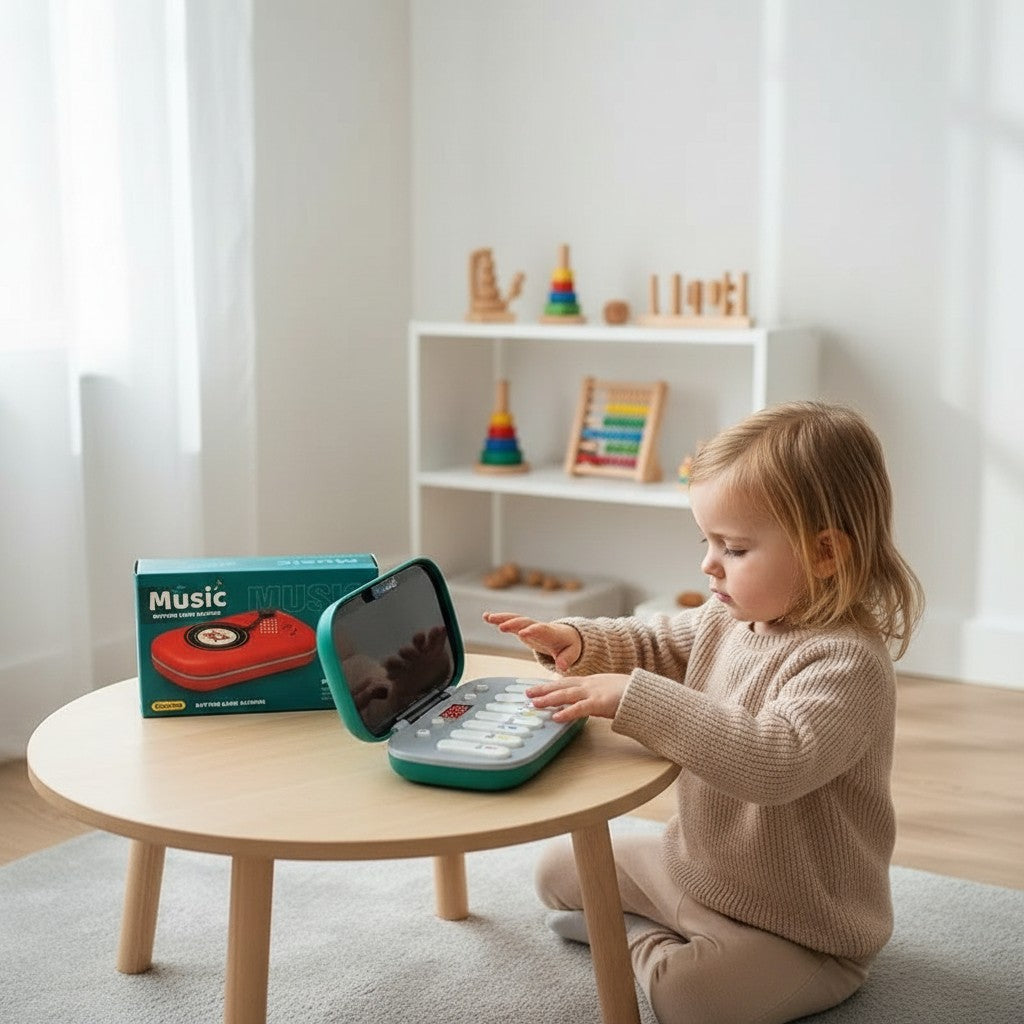 Machine de jeu de puzzle musicale Montessori Petit Éveil Montessori avec clavier et écran lumineux, jouet éducatif pour enfants.
