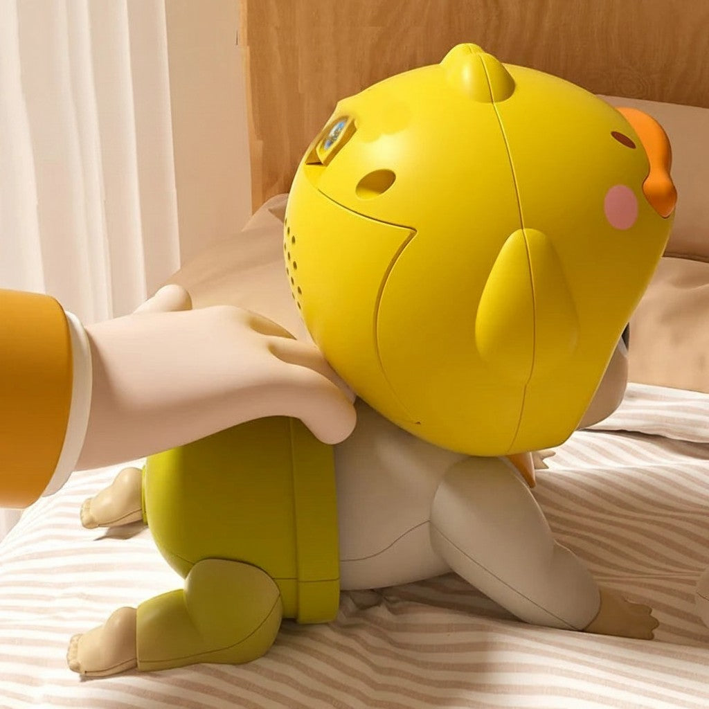 Petit Éveil Montessori, jouet rampant musical jaune en forme de poussin, avec capteur intelligent pour bébé