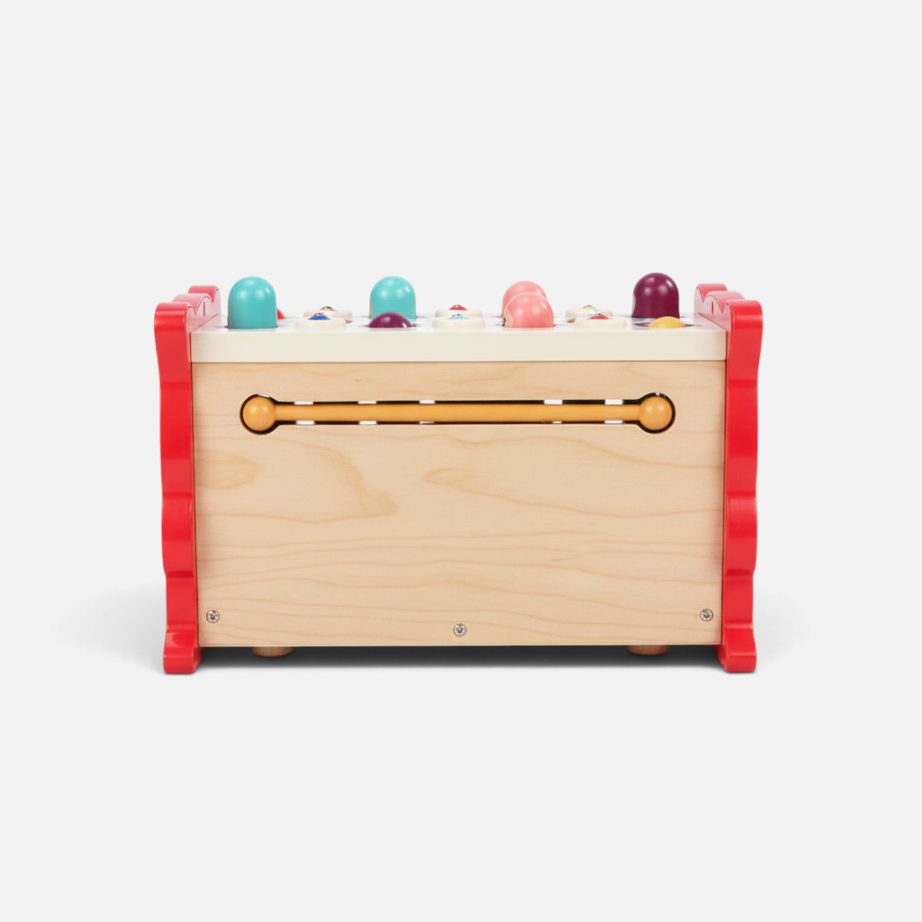 Jouet sensoriel en bois Petit Éveil Montessori avec des éléments colorés à manipuler pour le développement moteur