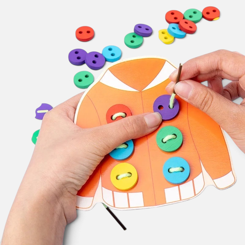 Kit Montessori Petit Éveil Montessori pour apprendre à boutonner et lacer avec des planches en bois colorées