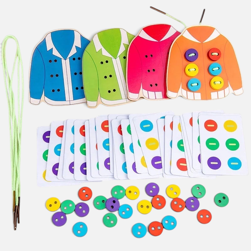 Kit Montessori Petit Éveil Montessori avec planches vêtements, boutons colorés et lacets pour la motricité fine
