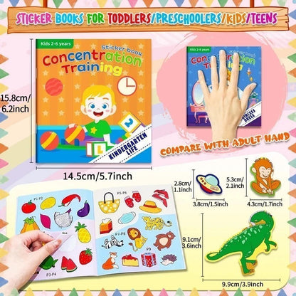 Livre d'autocollants Petit Éveil Montessori pour enfants 2-6 ans, entraînement à la concentration, activités éducatives.