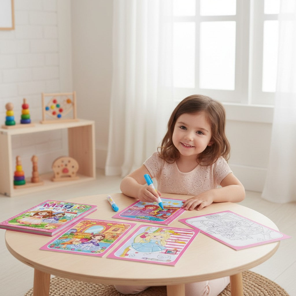 Livre de coloriage magique à l'eau Petit Éveil Montessori avec des princesses et des fées, réutilisable pour enfants.