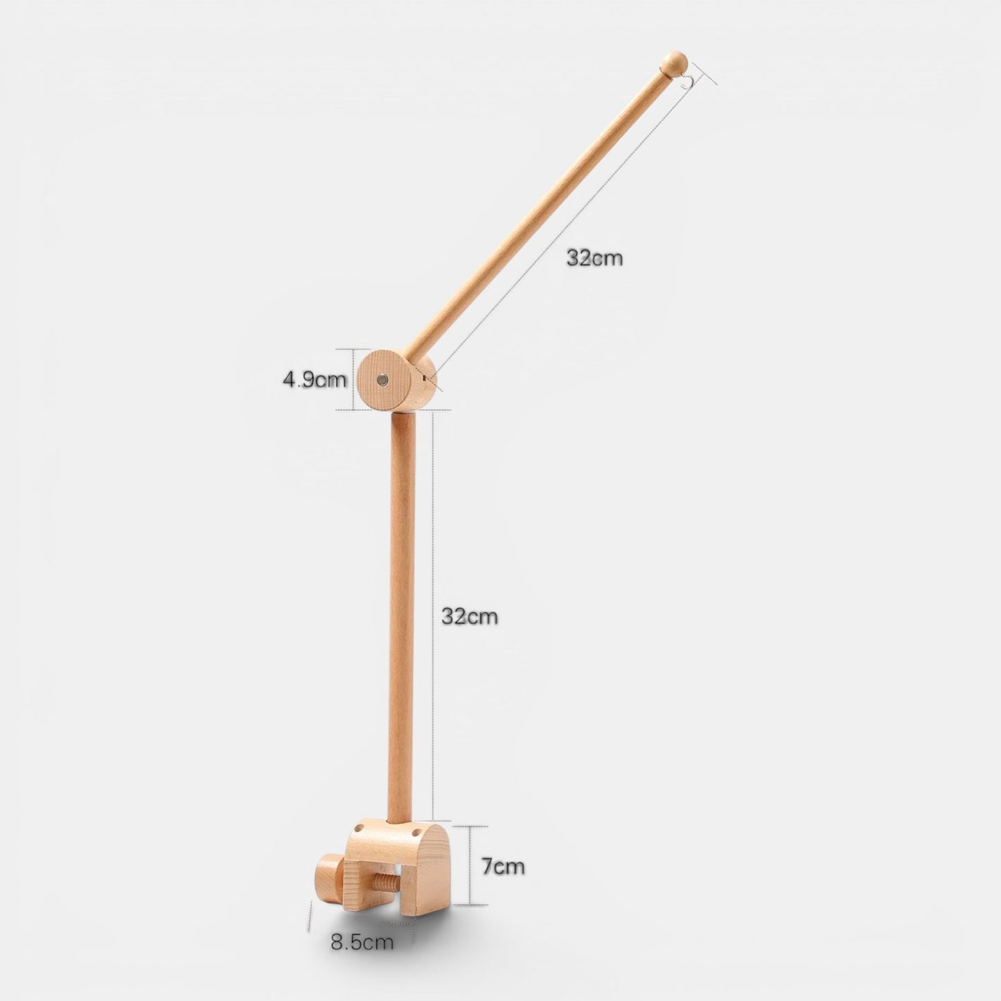 Petit Éveil Montessori mobile en bois naturel pour berceau, support pour jouets d'éveil, design minimaliste.