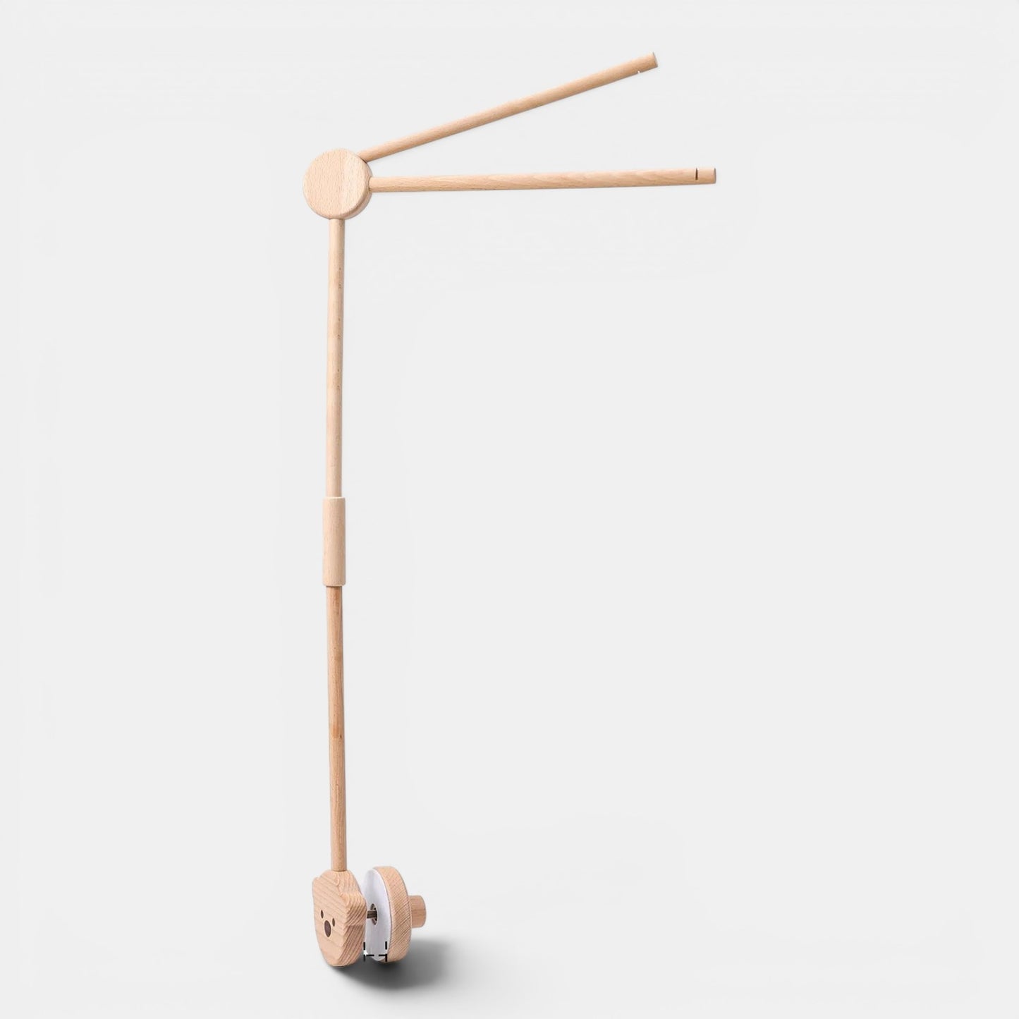 Petit Éveil Montessori mobile en bois naturel pour berceau, design épuré avec une tête d'ours