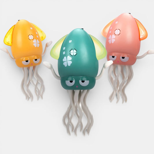 Jouets pieuvre Montessori Petit Éveil Montessori, jouets interactifs et musicaux pour bébés, disponibles en orange, vert et rose.