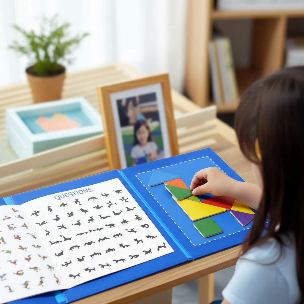 Petit Éveil Montessori, puzzle magnétique en bois pour enfant, jeu éducatif de formes géométriques et de logique