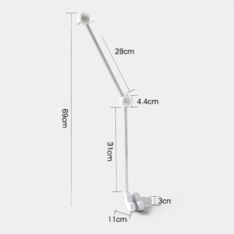 Petit Éveil Montessori - Support blanc pour mobile de berceau, design minimaliste et fonctionnel.