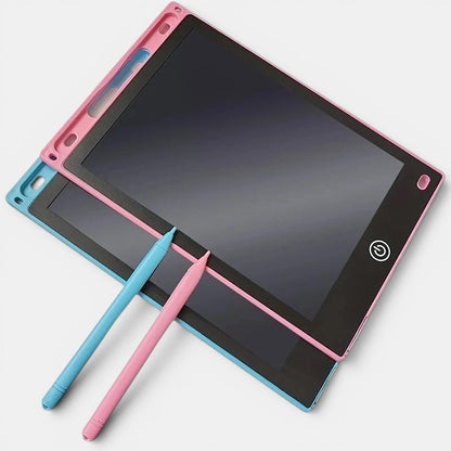 Tablette de dessin LCD Petit Éveil Montessori rose et bleue avec stylets inclus, idéale pour l'apprentissage et la créativité.