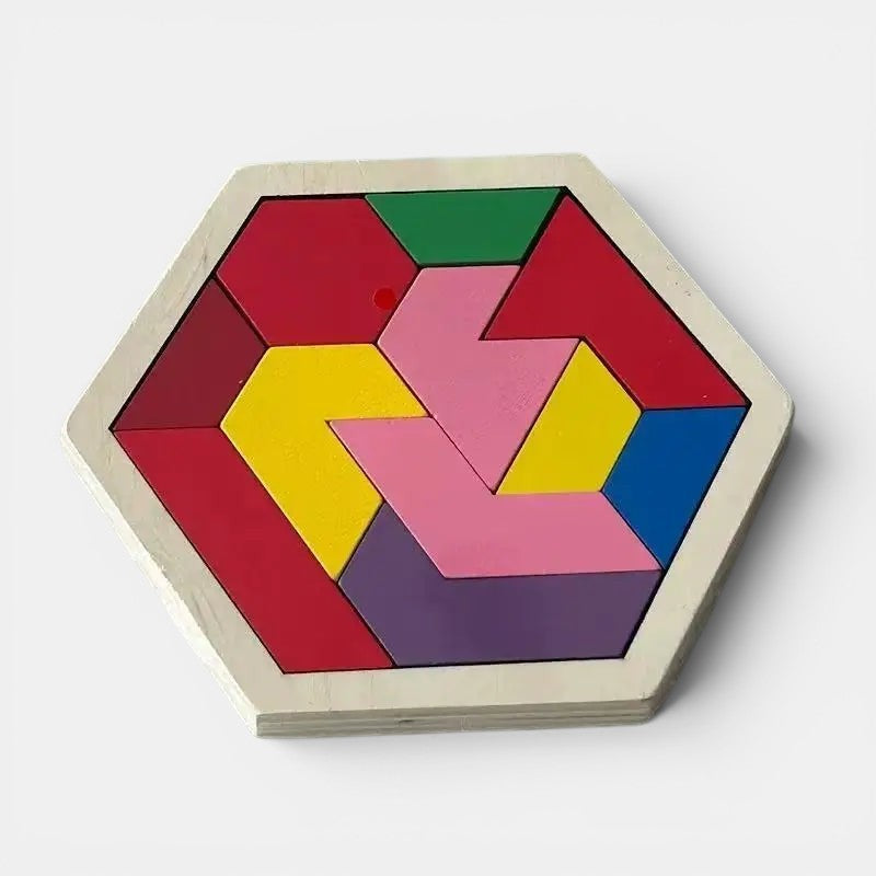 Tangram Montessori en bois Petit Éveil Montessori, jeu de formes géométriques multicolores pour développer la logique et la créativité.