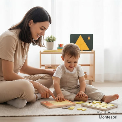 Puzzle Tangram en bois Montessori Petit Éveil Montessori, jeu éducatif pour développer la logique et la créativité.