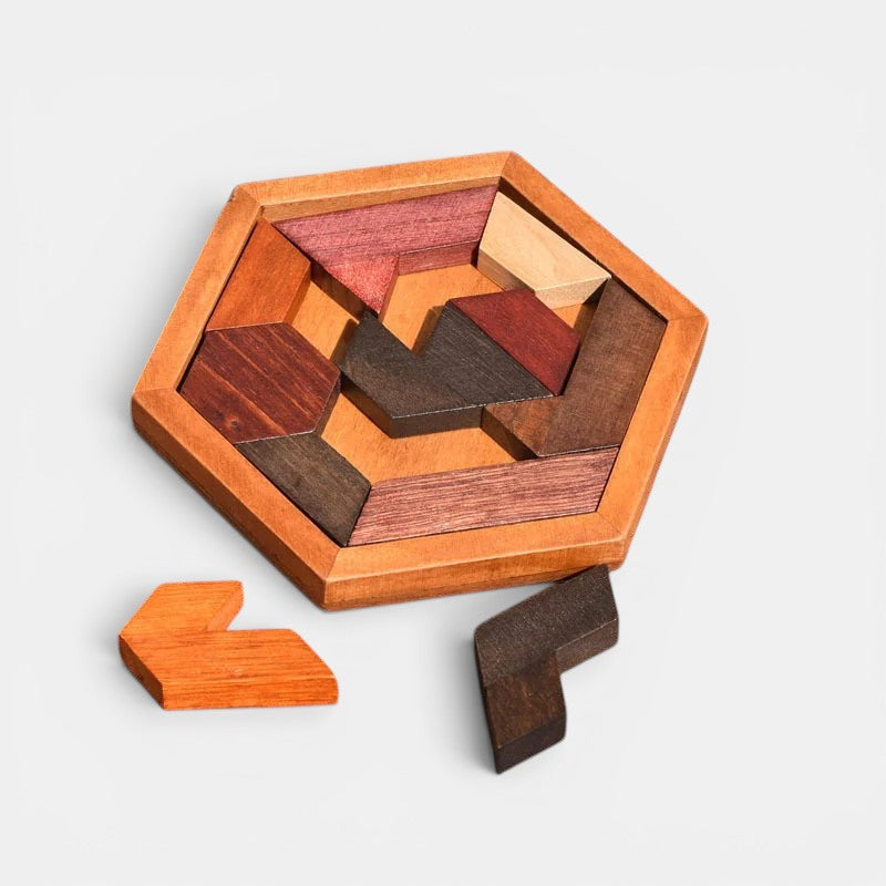 Tangram Montessori en bois de Petit Éveil Montessori, jeu éducatif pour développer la logique et la créativité.