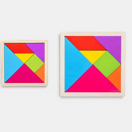 Petit Éveil Montessori Tangram Puzzle éducatif en bois coloré pour enfants, développe la logique et la créativité.