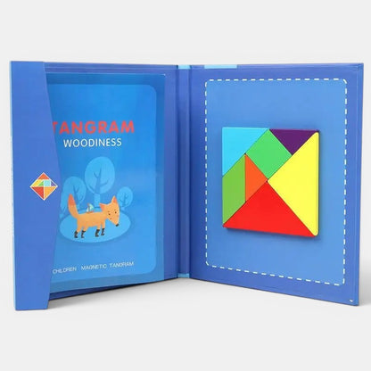 Petit Éveil Montessori Tangram magnétique en bois, puzzle éducatif pour enfants, 7 formes colorées