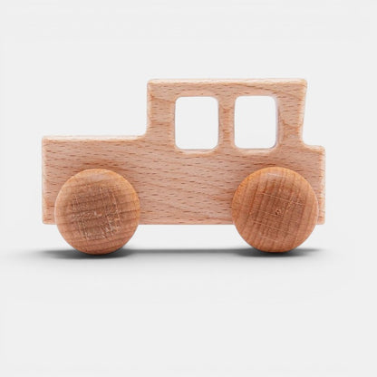 Petit Éveil Montessori - Voiture en bois naturel, jouet éducatif pour développer la motricité et la créativité.